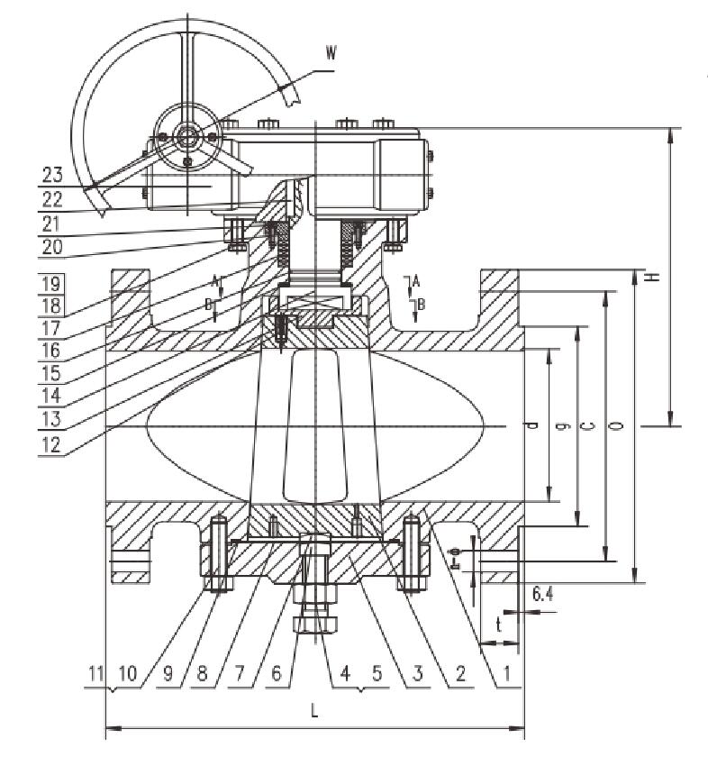 API 6D Flange end lubricated plug valve structure