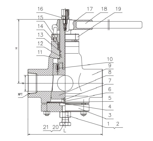 1500LB 2500LB High pressure lubricated plug valve structure