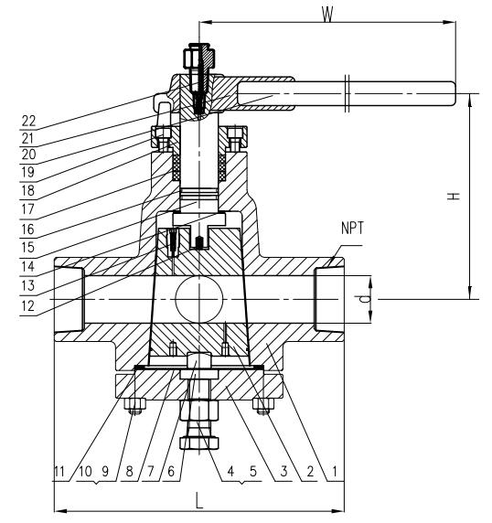 NPT Threaded end lubricated plug valve structure