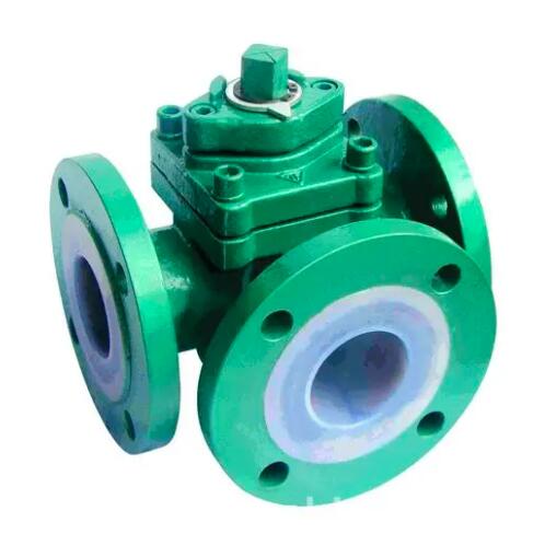 3 way PTFE lined plug valve 